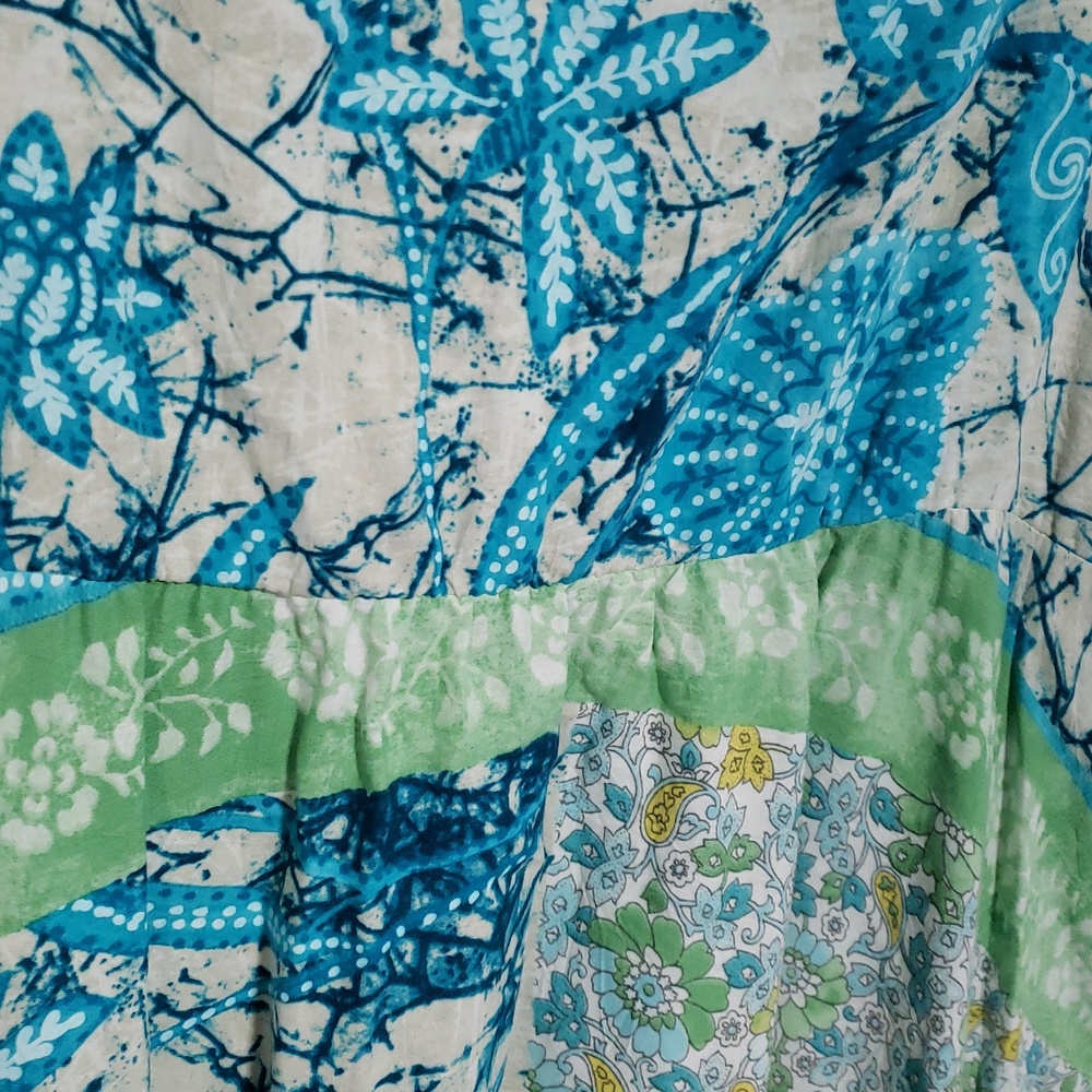 Vintage 80's 90's Jams World Teal & Navy Floral Tie-Strap Mini Dress XL - Picture 6 of 13
